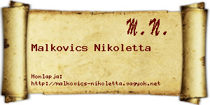 Malkovics Nikoletta névjegykártya