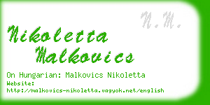 nikoletta malkovics business card